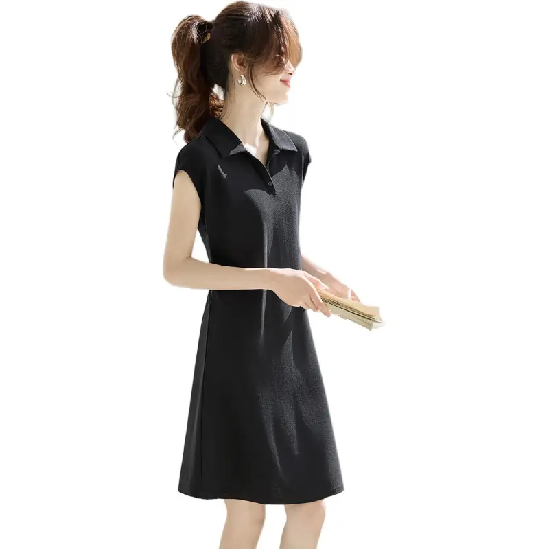 Mo Han Yi Mei Short Sleeved Dresses Women's Black-5