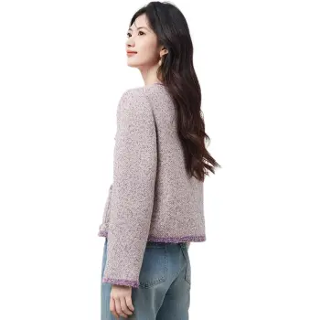 XINFEIYU Cropped Coats Women's Tie Dye Purple