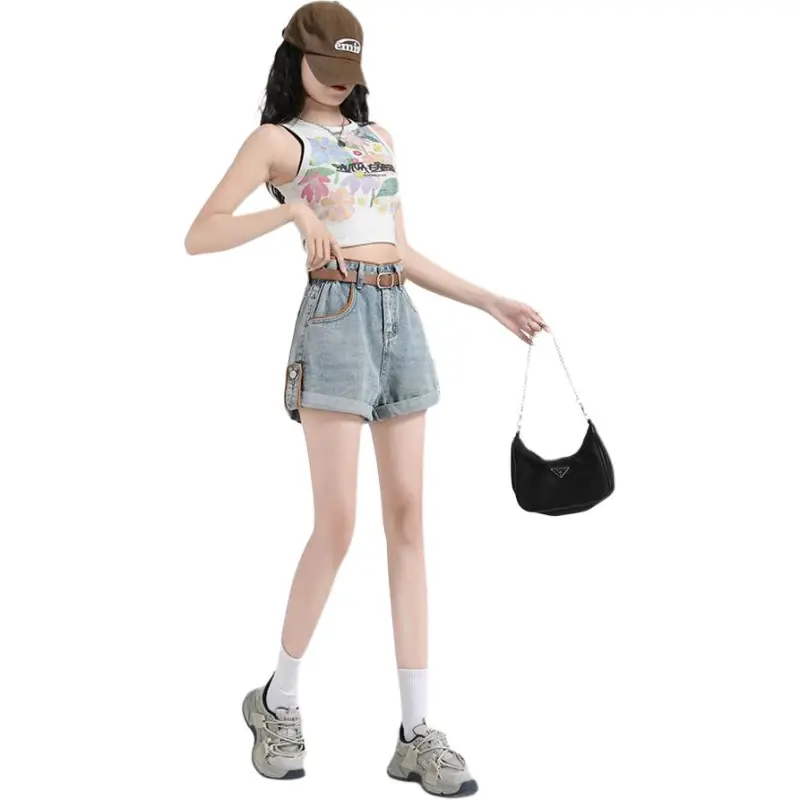 GOSO Denim Shorts Women's Light Blue-4