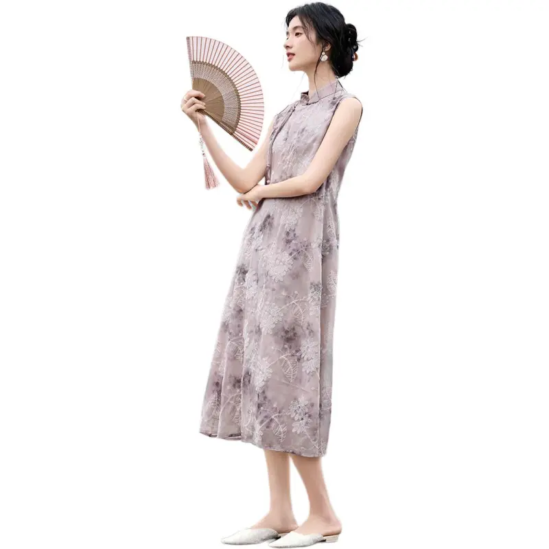 XWI Cheongsams Women's Smoky Purple-4