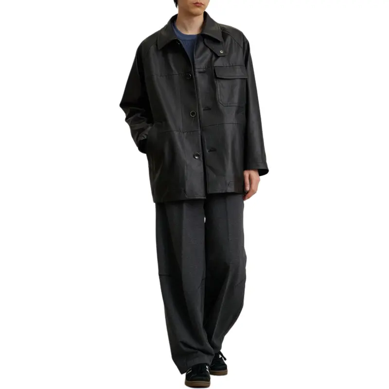 PUBLIC TOKYO SS25 Leather Jacket Men's Black-1
