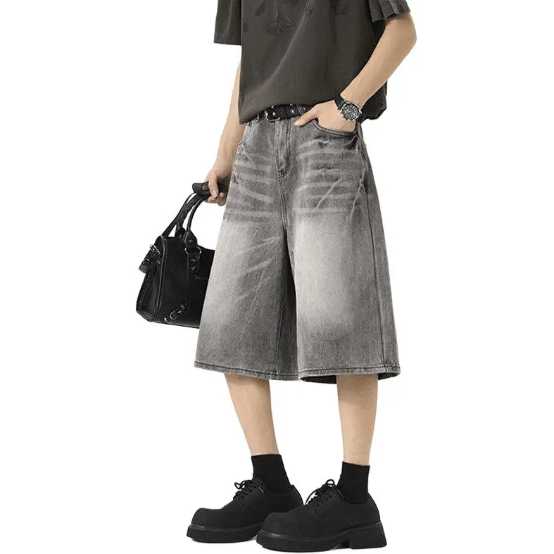 DARK HORSE Denim Shorts Unisex Smoke Gray-2