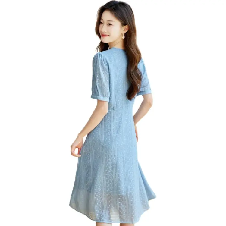 PIERRE CARDIN Short Sleeved Dress Women's Dusty Blue-4