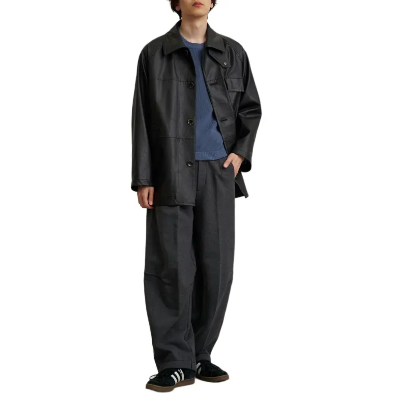 PUBLIC TOKYO SS25 Leather Jacket Men's Black-3