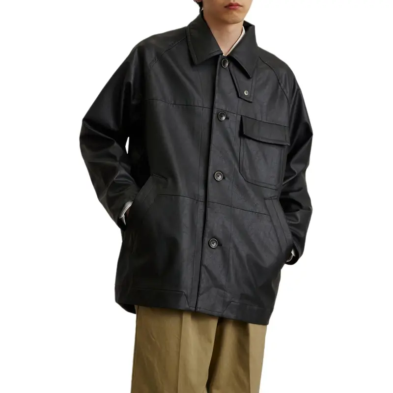 PUBLIC TOKYO SS25 Leather Jacket Men's Black-5