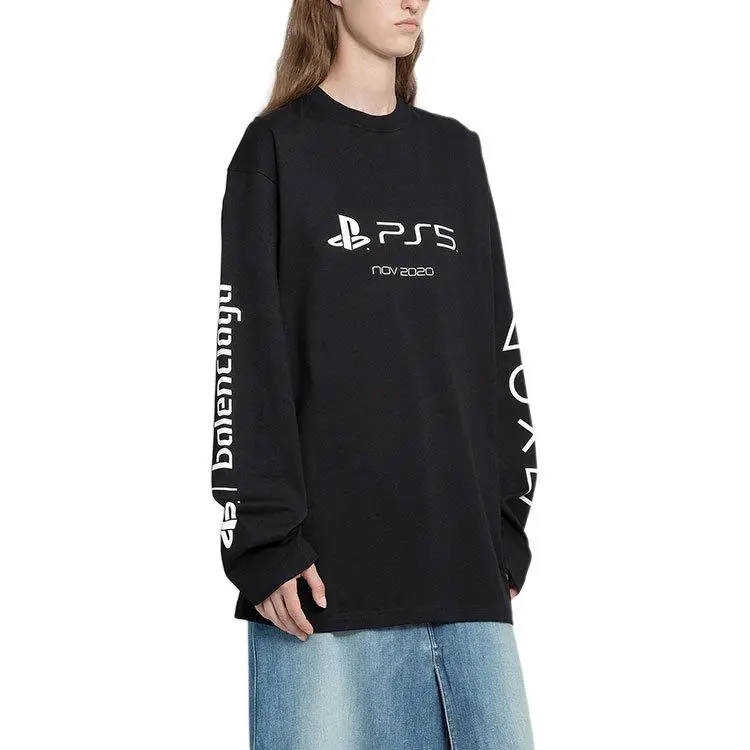 Balenciaga Playstation Boxy Long Sleeve Tee 'Black/White'-3