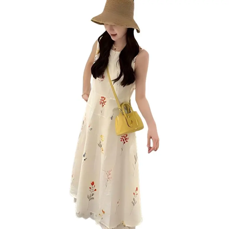 Flowers In Water Sleeveless Dress Women's-1