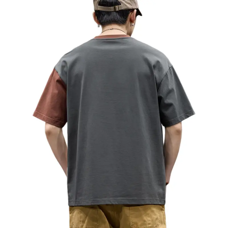 BUYDAUL T Shirts Men Red & Apricot & Gray-3