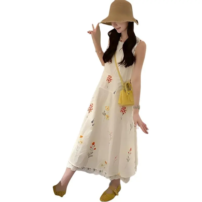 Flowers In Water Sleeveless Dress Women's-3