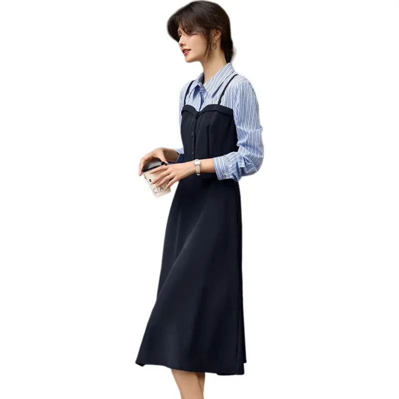 XWI Long Sleeved Dress Women's Navy Blue-4