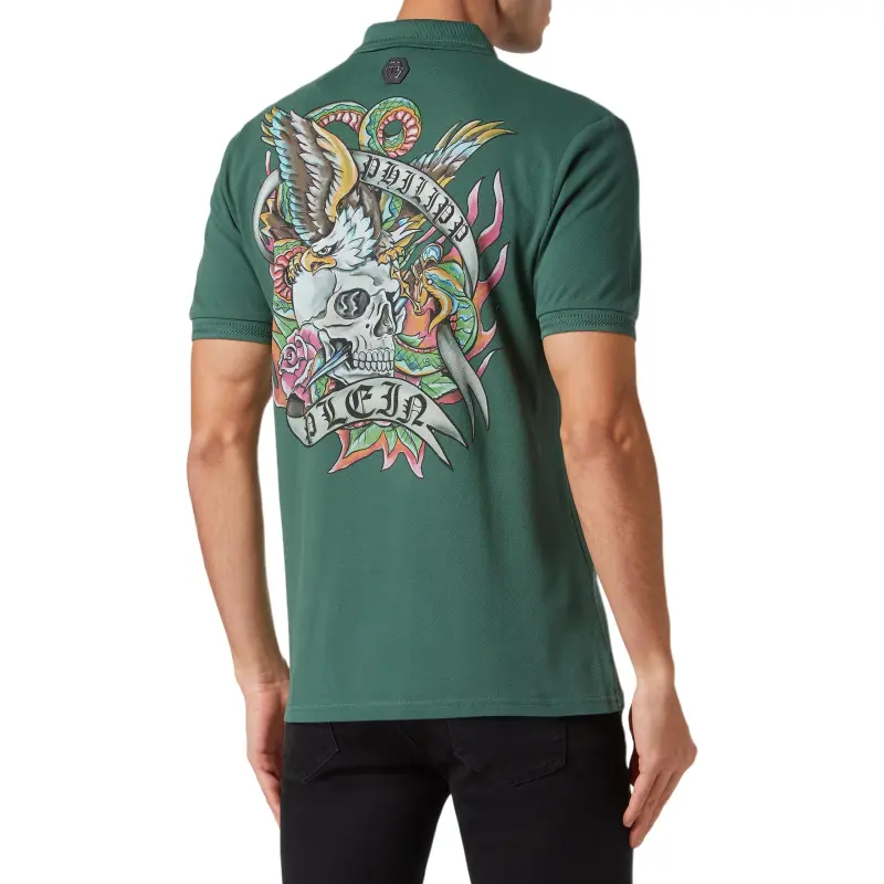 PHILIPP PLEIN Tattoo print Cotton Polo Shirt-2