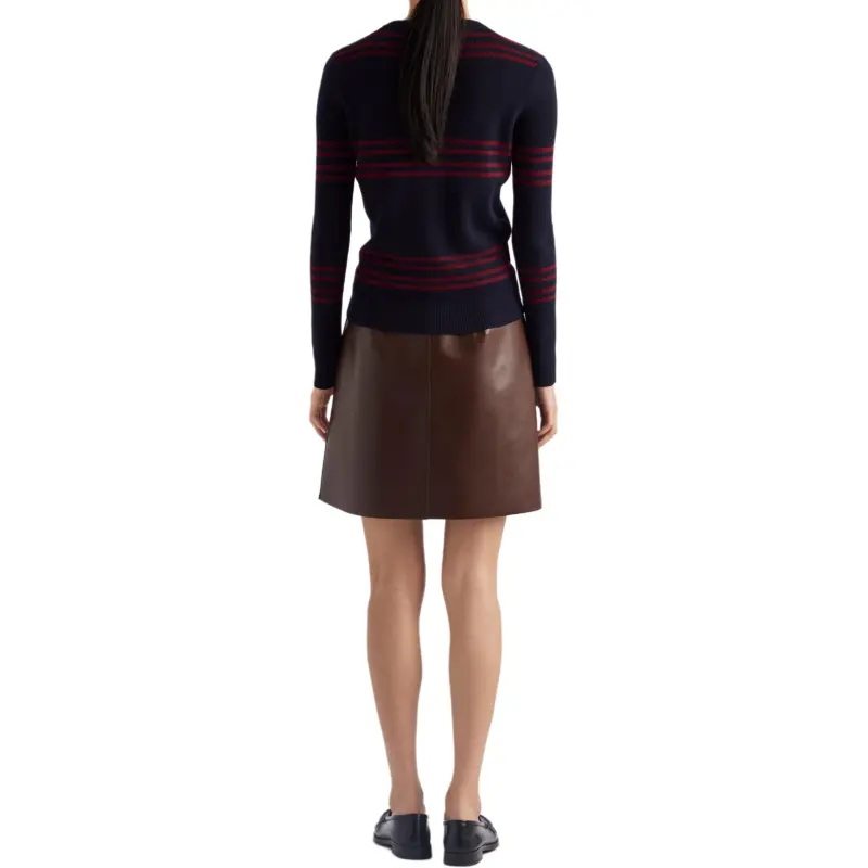 PRADA Leather Short Skirts Women's Cocoa Brown-2