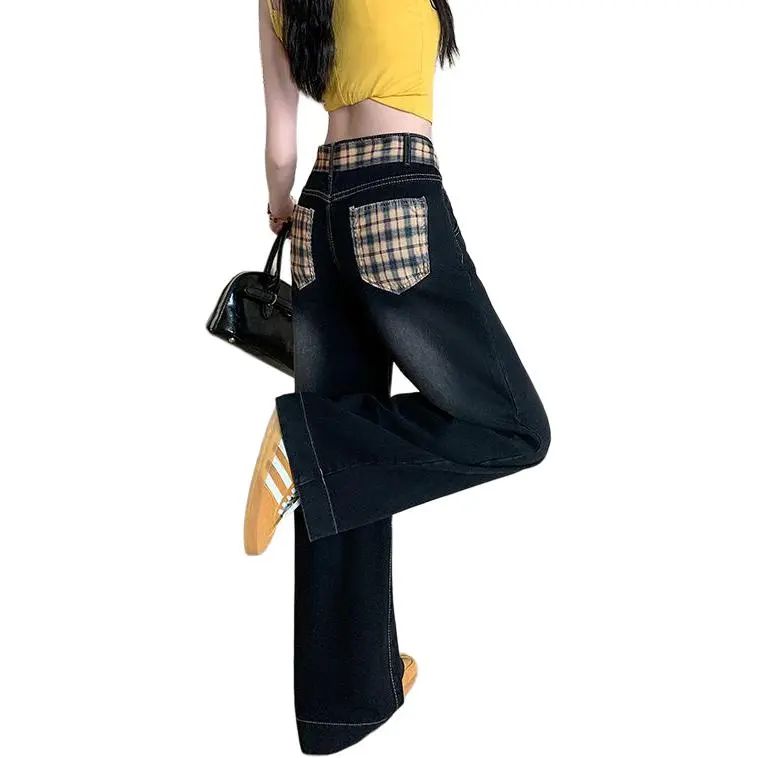 Flowers in water Jeans Women's Black Gray Color-1