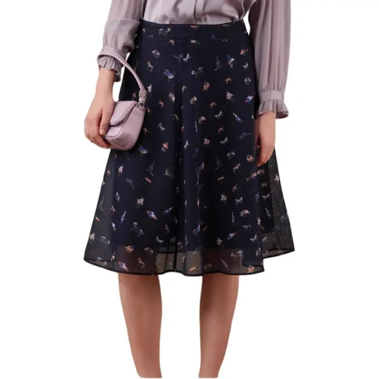 QIAOWANNI Casual Long Skirt Women's Ocean Paradise Pattern-3