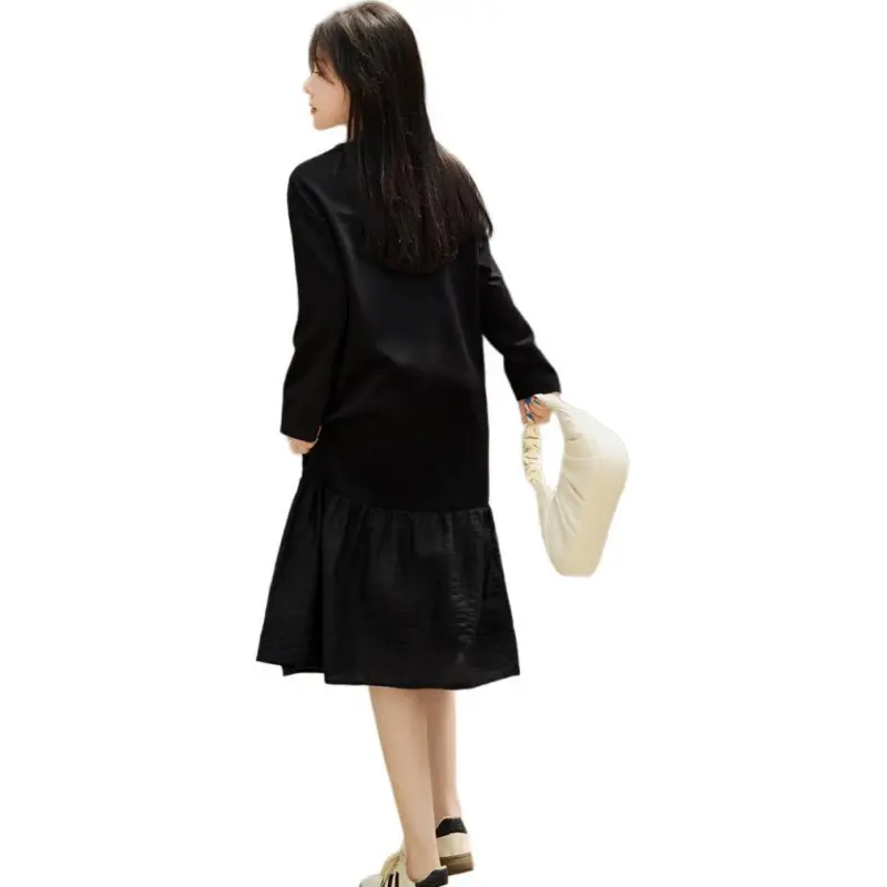 Mo Han Yi Mei Long Sleeved Dresses Women's Black-2