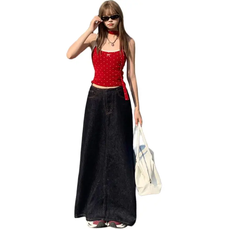 Kazakhstan Denim Long Skirt Women's-3