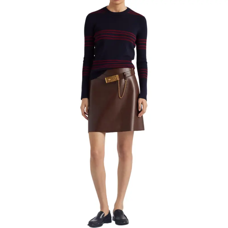 PRADA Leather Short Skirts Women's Cocoa Brown-1