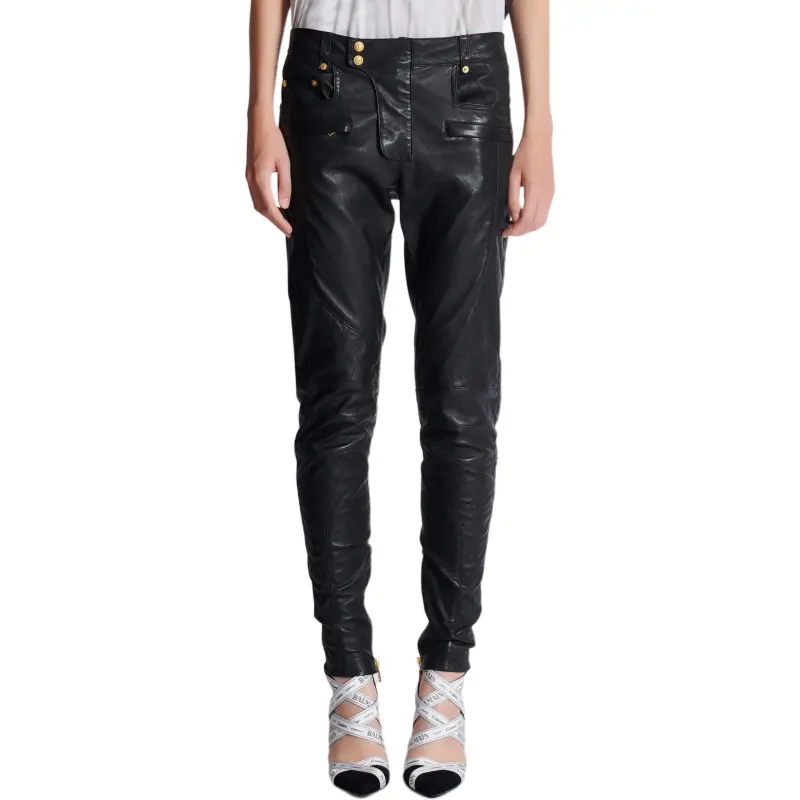 BALMAIN Quilted Leather Trousers-1