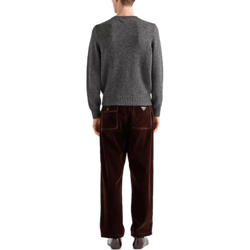 PRADA Logo Plaque Straight Leg Trousers-2