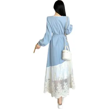 ZCDECO Long Sleeved Dress Women's Light Blue