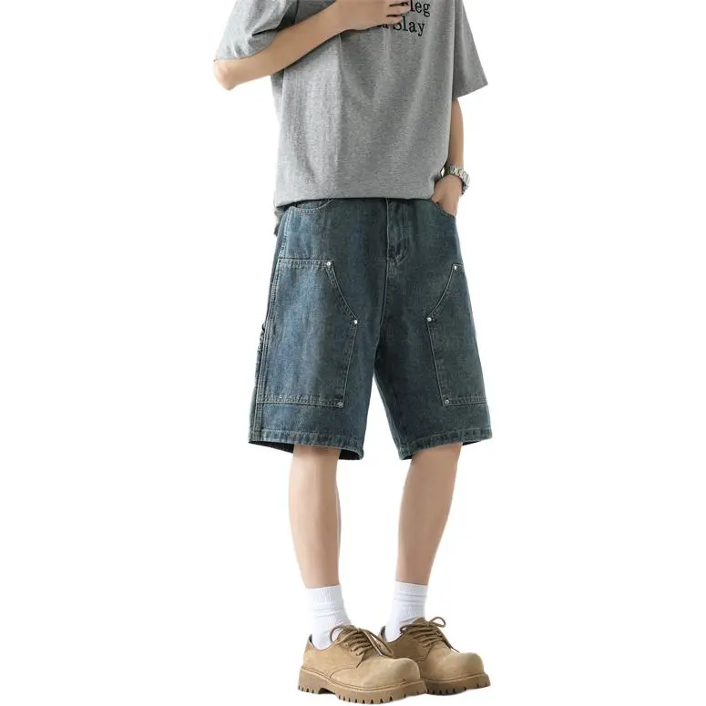 FONDLOOK Denim Shorts Men Blue-3