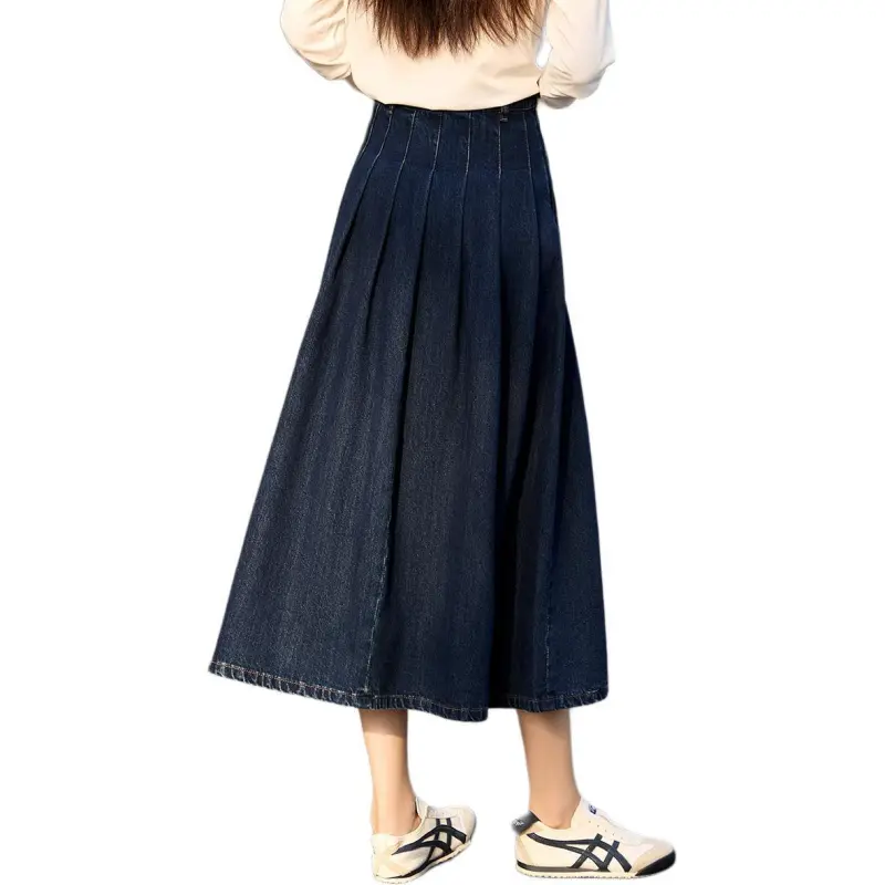 Mo Han Yi Mei Denim Long Skirt Women's Dark Blue-4