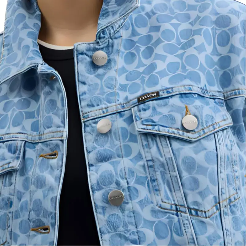 COACH Denim Jacket Women's Blue-3