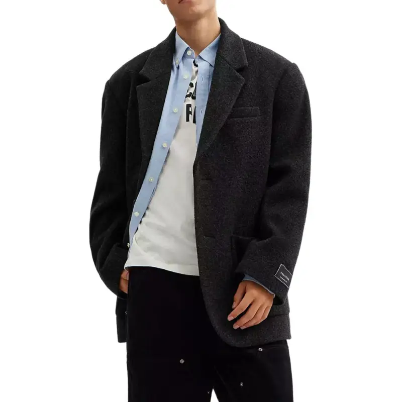 COACH Relaxed Wool Blazer Business Suit Men's Charcoal-4