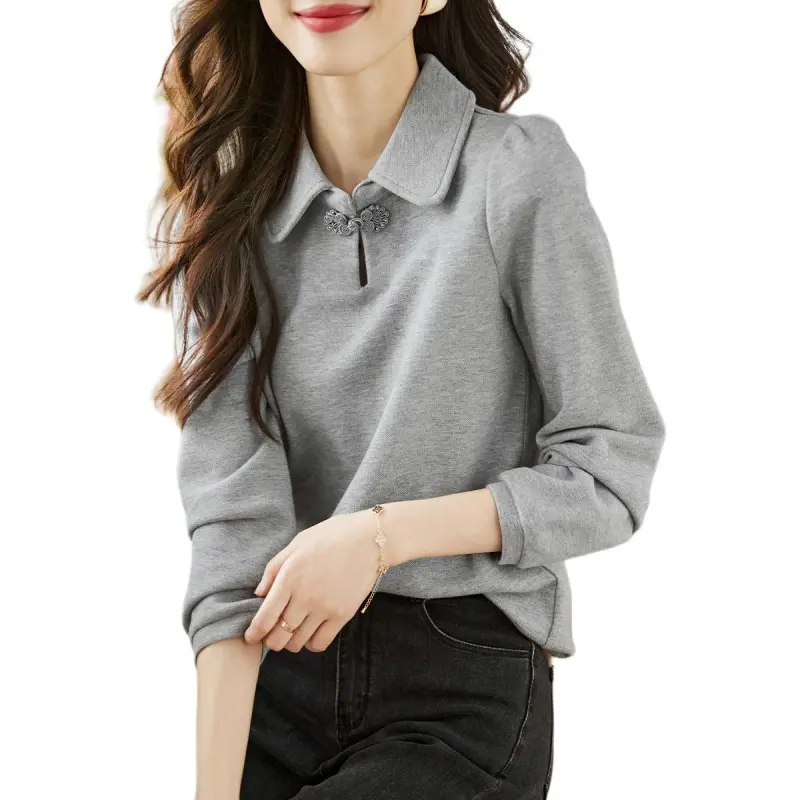 Mo Han Yi Mei Regular T Shirt Women's Gray-1