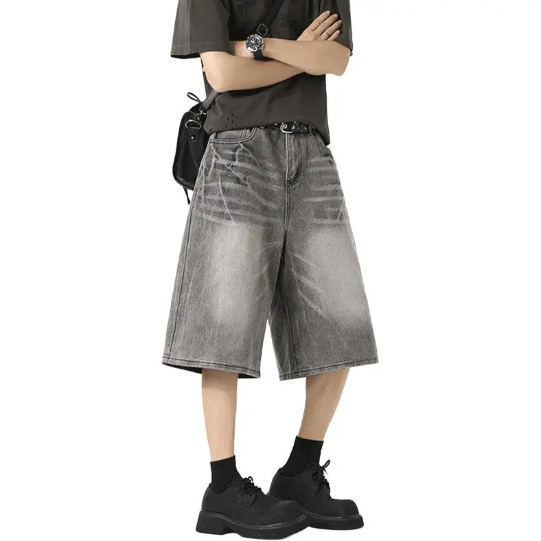 DARK HORSE Denim Shorts Unisex Smoke Gray-3