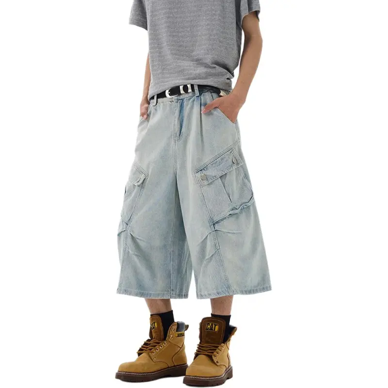 Weles Denim Shorts Unisex Light Blue-4