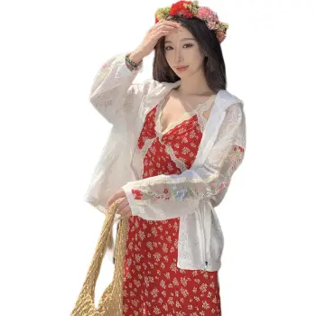 Flowers In Water Cropped Coat Women's White