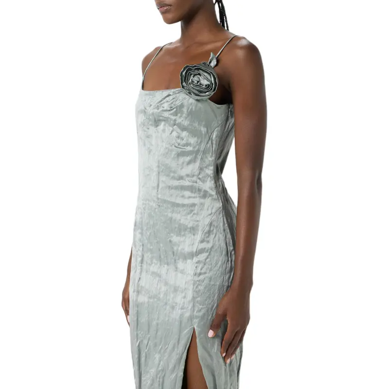 Blumarine Crinkled Satin Midi Dress-4