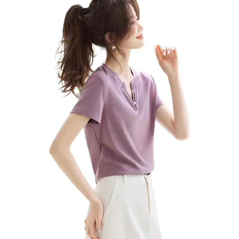 Mo Han Yi Mei T Shirt Women's Dusty Purple-4