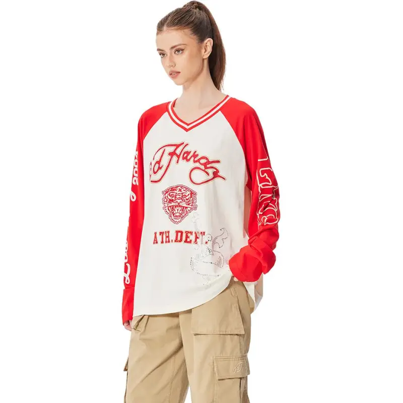 Ed Hardy SS25 Raglan Sleeve T Shirt Women's Ivory White-3