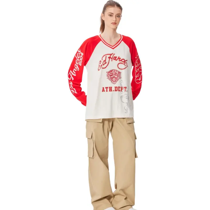 Ed Hardy SS25 Raglan Sleeve T Shirt Women's Ivory White-2