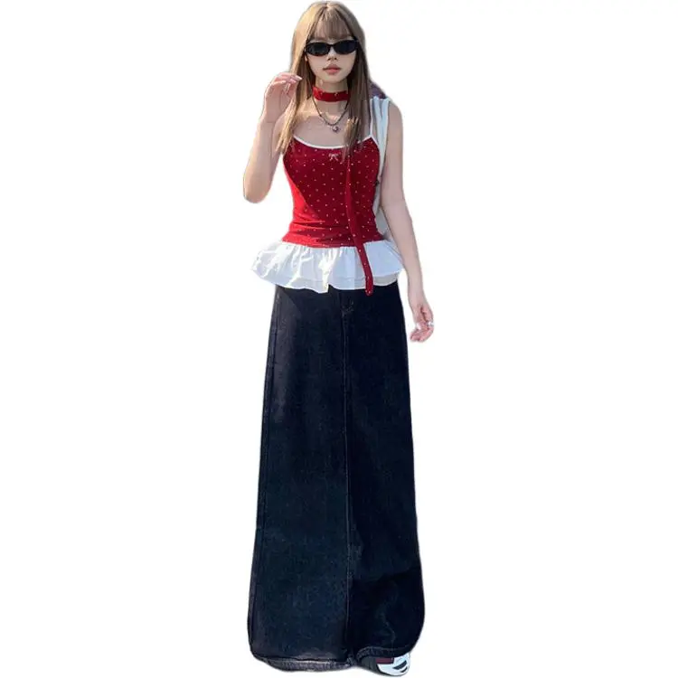 Kazakhstan Denim Long Skirt Women's-4