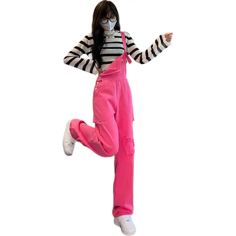 Mu Xiao Xin Overalls Women's Pink-5