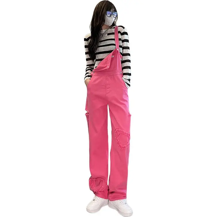 Mu Xiao Xin Overalls Women's Pink-4