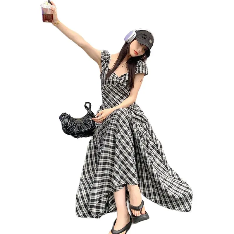 XIANSINIAO Short Sleeved Dress Women's-3