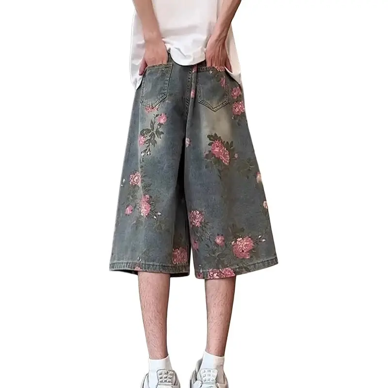 DANJUE Denim Shorts Unisex Pink/Blue-1
