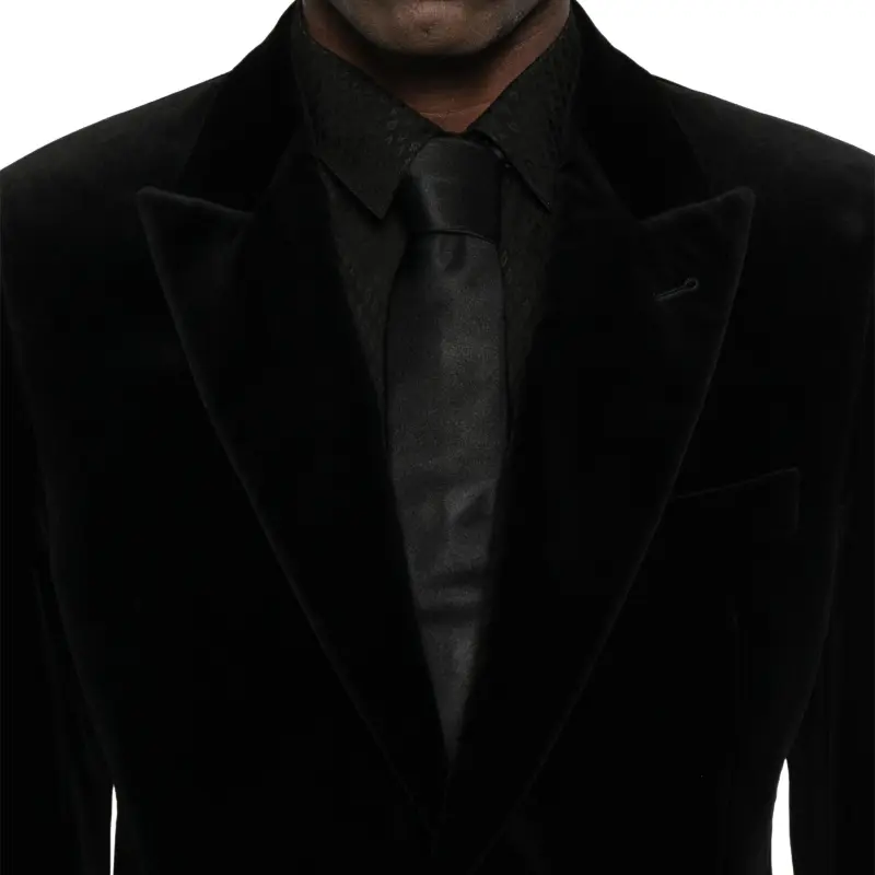 EMPORIO ARMANI Velvet Single Breasted Blazer-4