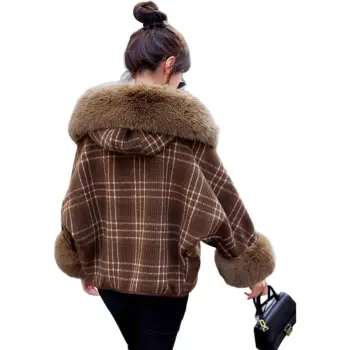 Yi Mengyuan Cropped Coats Women's Coffee