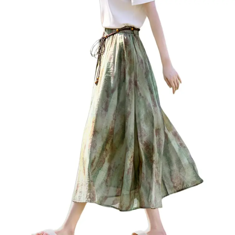XWI Casual Long Skirts Women's Green-3