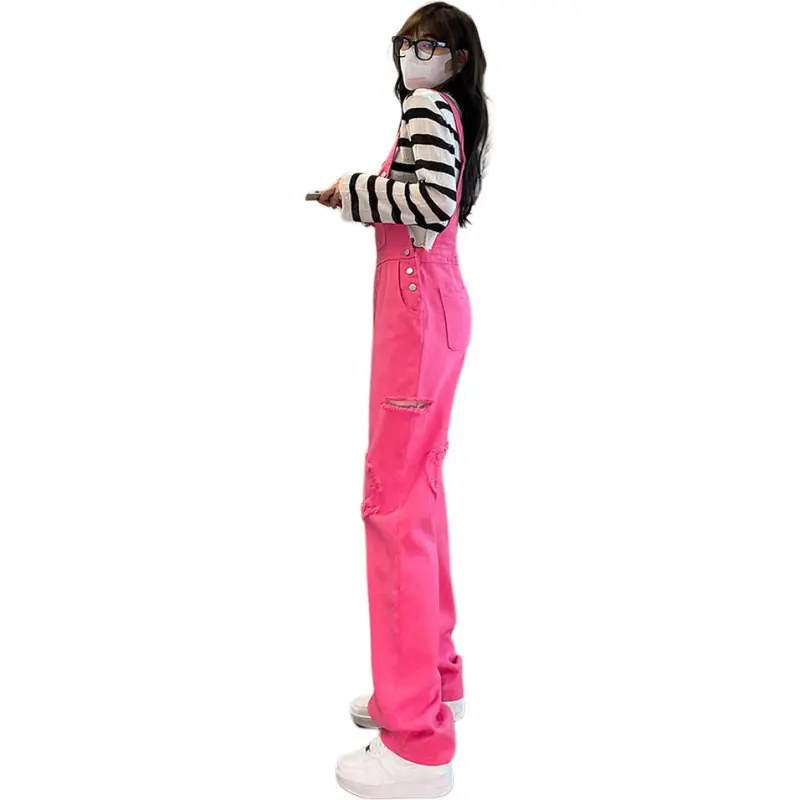 Mu Xiao Xin Overalls Women's Pink-3