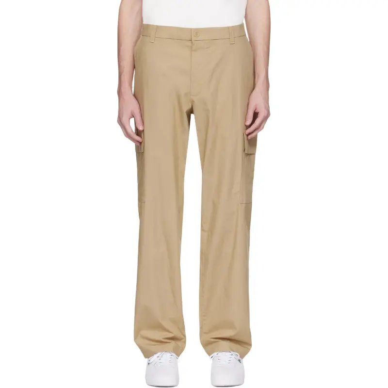LACOSTE SS25 Regular Fit Lightweight Cotton Cargo Pants Men's Camel-1