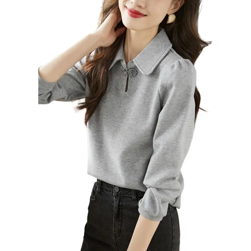 Mo Han Yi Mei Regular T Shirt Women's Gray-2