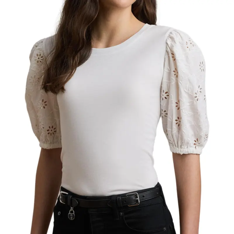 Polo Ralph Lauren Puff Sleeve T Shirt Women's White-3