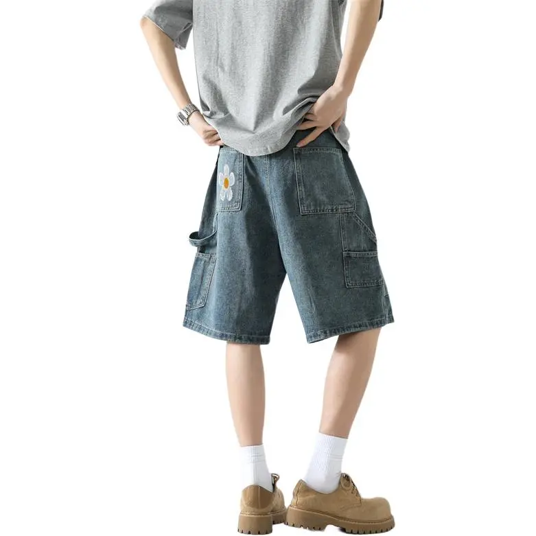 FONDLOOK Denim Shorts Men Blue-1