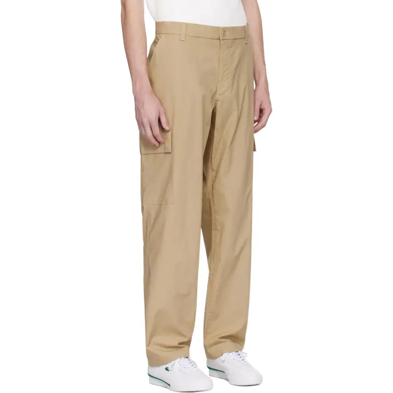 LACOSTE SS25 Regular Fit Lightweight Cotton Cargo Pants Men's Camel-3